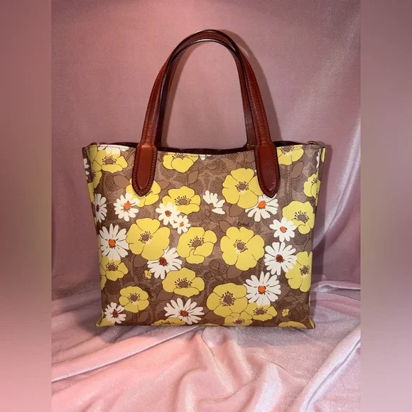 Authentic Coach Willow Tote 24 Floral Signature Canvas w/ Strap & Dust Bag - Picture 5 of 12